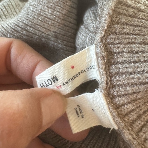 Moth for Anthropologie Brown cowl neck sweater L coquette flowie - Picture 3 of 8